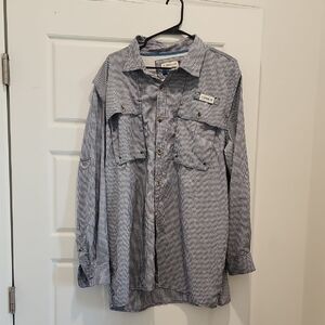 Magellan Fish Gear Fishing shirt Blue Checkered Button-Up Shirt